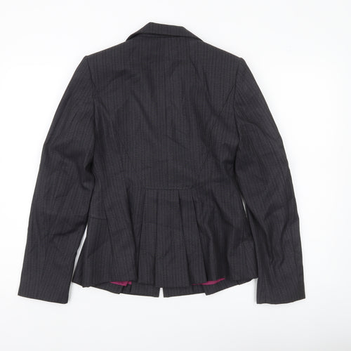 Next Women’s Grey Pinstripe Suit Jacket Size 8 Petite Tailored Formal
