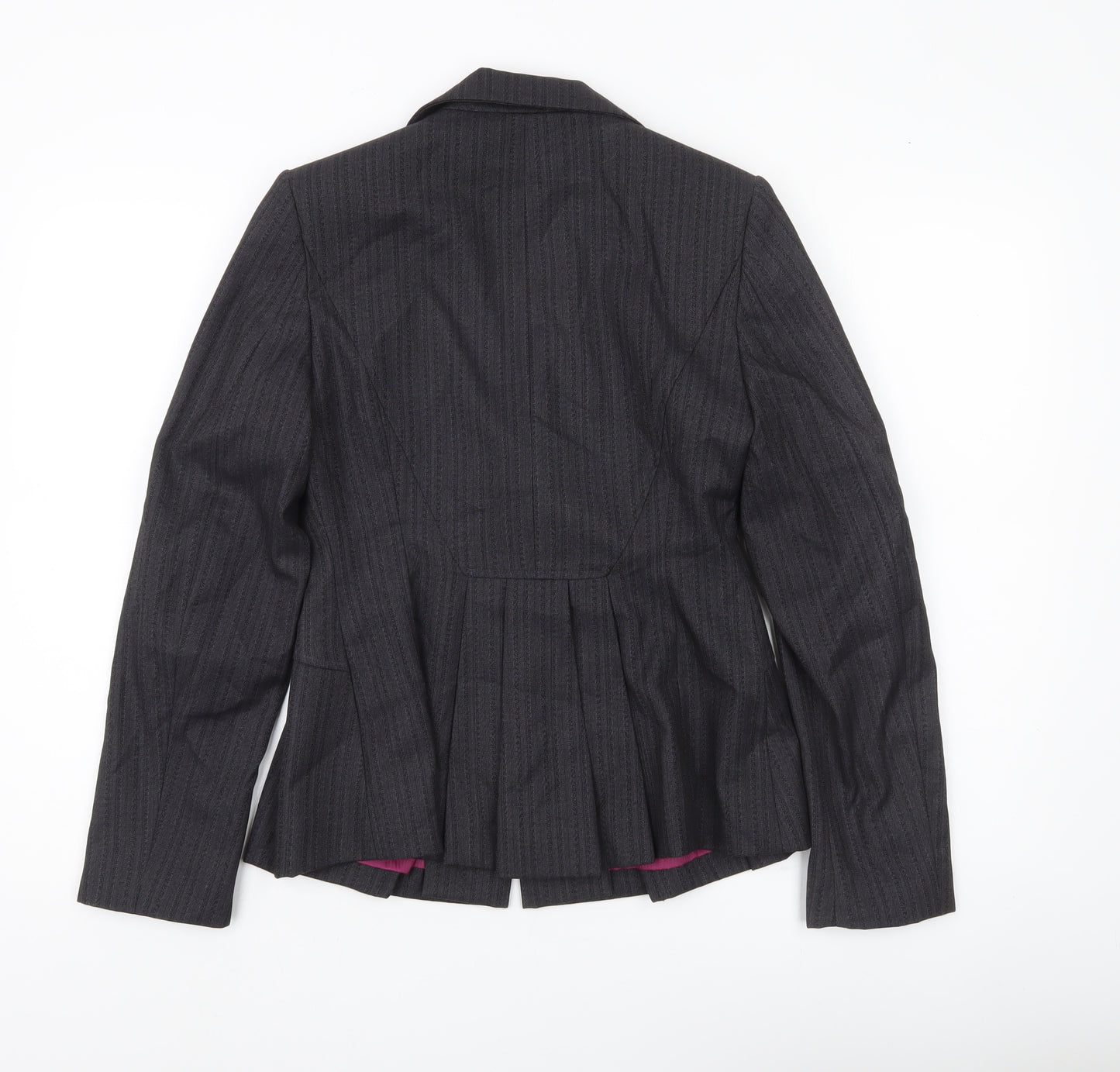 Next Women’s Grey Pinstripe Suit Jacket Size 8 Petite Tailored Formal