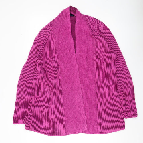Lands' End Women's Pink Cotton Open Cardigan Size S Knit Long Sleeve