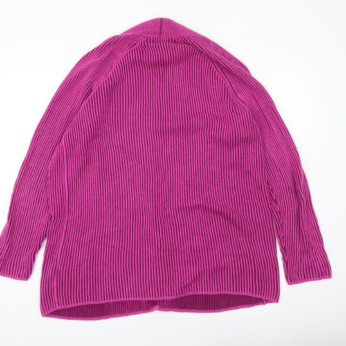 Lands' End Women's Pink Cotton Open Cardigan Size S Knit Long Sleeve