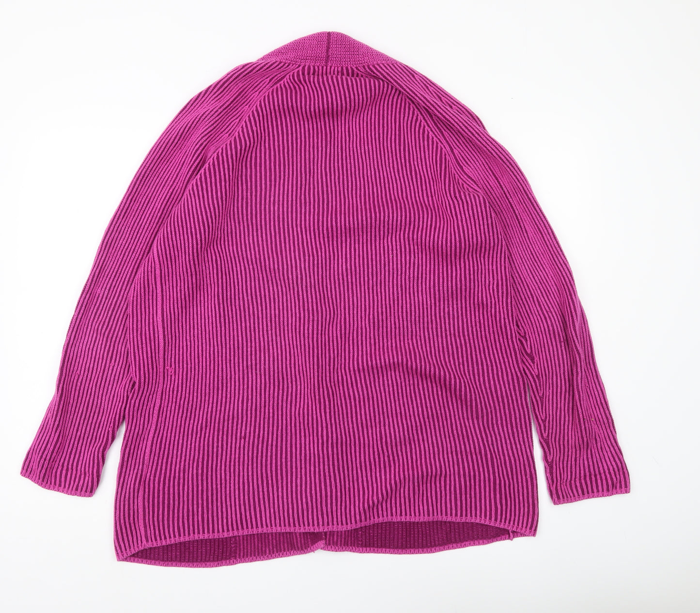 Lands' End Women's Pink Cotton Open Cardigan Size S Knit Long Sleeve