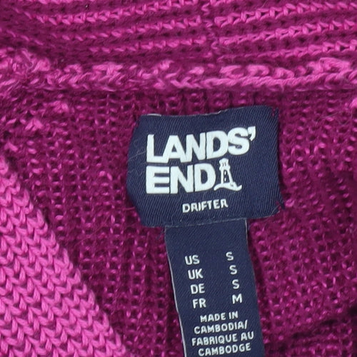 Lands' End Women's Pink Cotton Open Cardigan Size S Knit Long Sleeve
