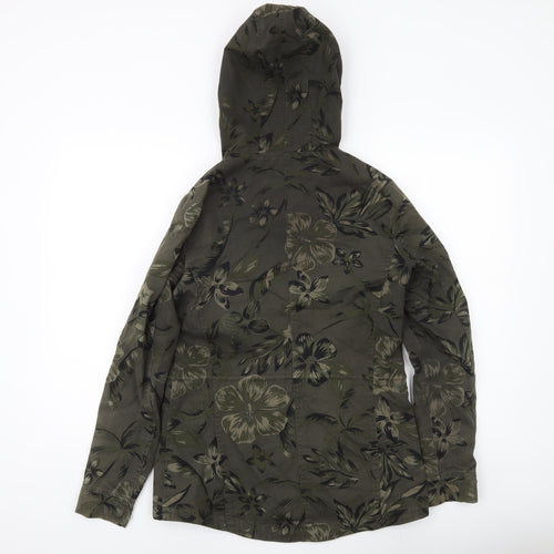ONLY Womens Green Floral Hooded Parka Jacket Size S