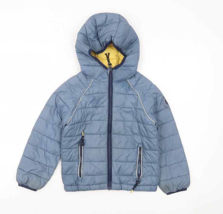 FatFace Boys Blue Hooded Puffer Jacket 5-6 Years Nylon Winter Coat