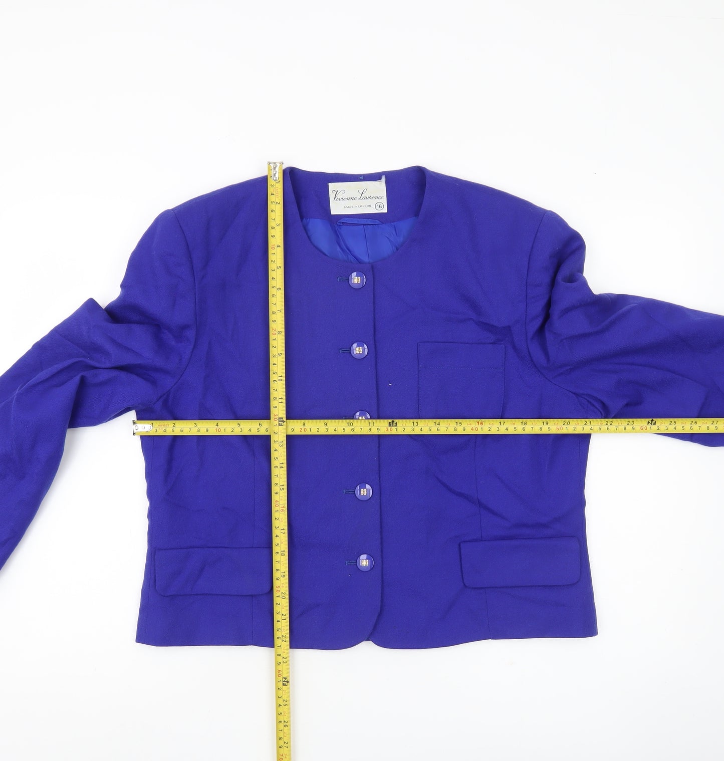 Vivienne Lawrence Women’s Blue Wool Suit Jacket Size 16