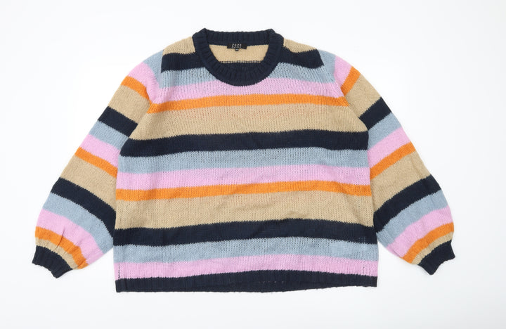 Ze-Ze Nordic Womens 3XL Multicoloured Striped Knit Jumper Pullover