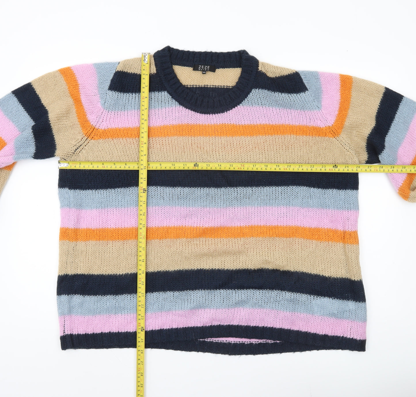 Ze-Ze Nordic Womens 3XL Multicoloured Striped Knit Jumper Pullover