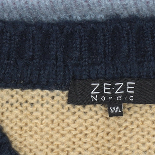Ze-Ze Nordic Womens 3XL Multicoloured Striped Knit Jumper Pullover