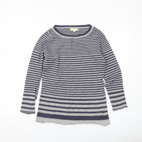 Kenar Womens Grey Striped Pullover Jumper Size S Angora Wool Blend