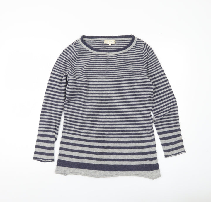Kenar Womens Grey Striped Pullover Jumper Size S Angora Wool Blend