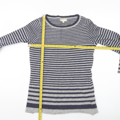 Kenar Womens Grey Striped Pullover Jumper Size S Angora Wool Blend