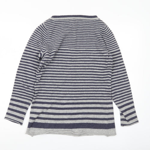 Kenar Womens Grey Striped Pullover Jumper Size S Angora Wool Blend