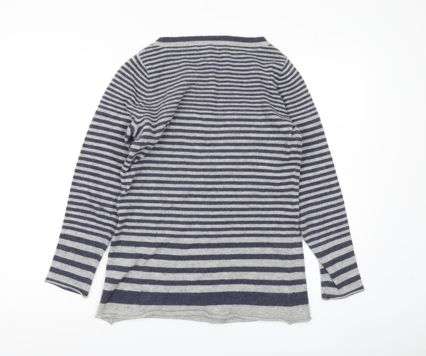 Kenar Womens Grey Striped Pullover Jumper Size S Angora Wool Blend