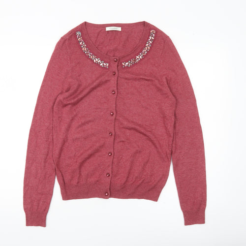 Marks and Spencer Womens Red Size 8 Beaded Cardigan Jumper