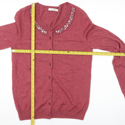 Marks and Spencer Womens Red Size 8 Beaded Cardigan Jumper