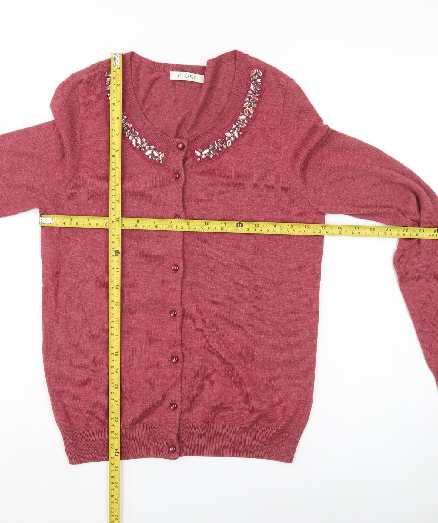 Marks and Spencer Womens Red Size 8 Beaded Cardigan Jumper