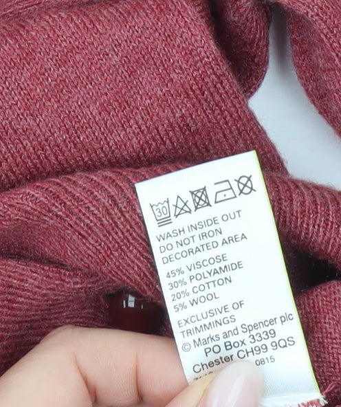 Marks and Spencer Womens Red Size 8 Beaded Cardigan Jumper