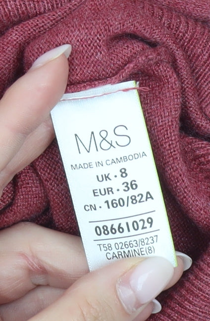 Marks and Spencer Womens Red Size 8 Beaded Cardigan Jumper
