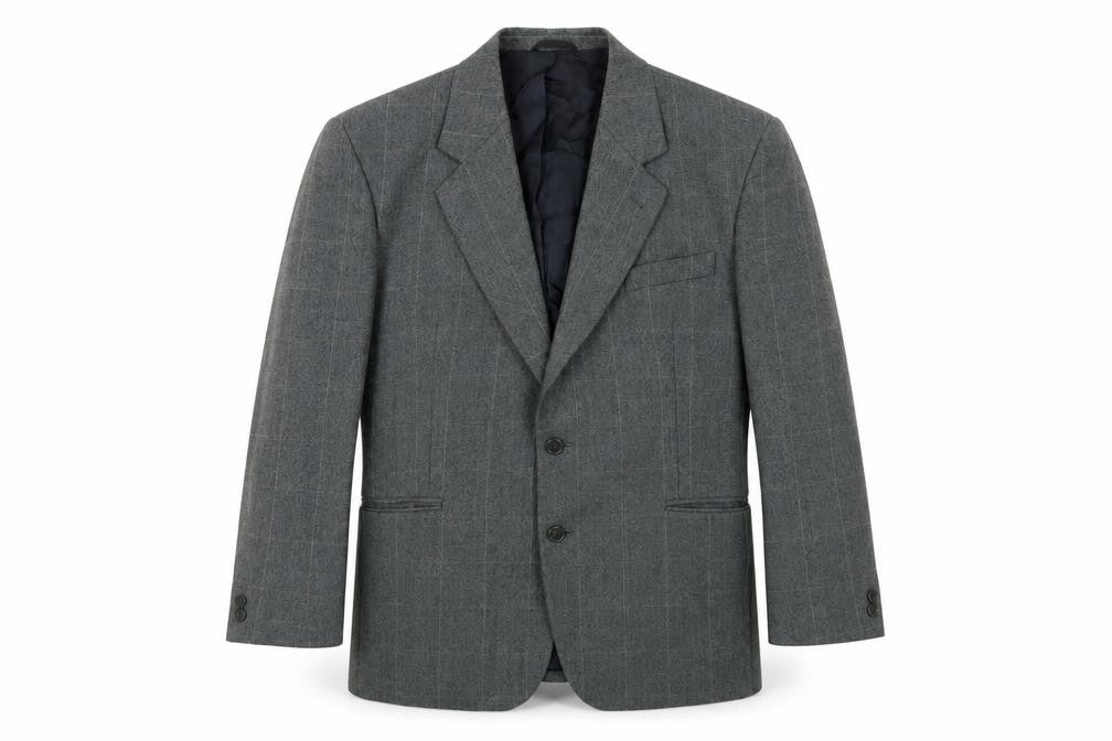 Front view of Skopes men’s grey striped wool blend blazer jacket 44s