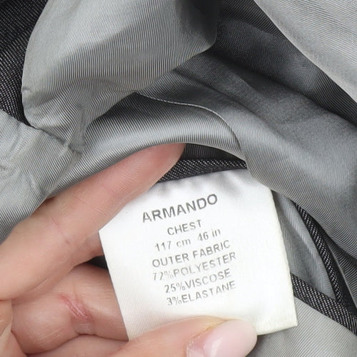 Armando Men's Grey Blazer Jacket 46 Chest XL Regular Fit Formal