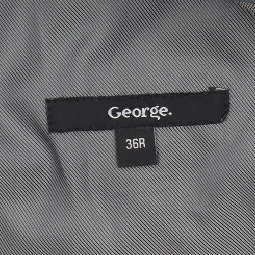 George Men’s Grey 36R Regular Fit Two-Button Suit Jacket