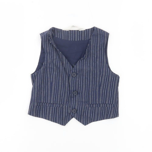 H&M Boys Blue Pinstripe Waistcoat 2-3 Years Formal Wedding Party