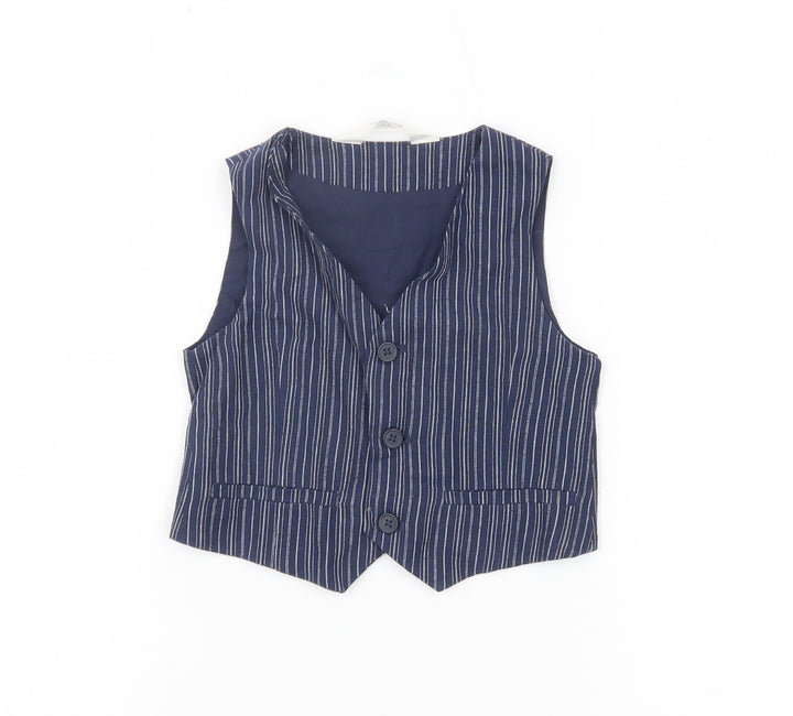 H&M Boys Blue Pinstripe Waistcoat 2-3 Years Formal Wedding Party