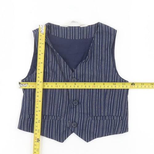 H&M Boys Blue Pinstripe Waistcoat 2-3 Years Formal Wedding Party