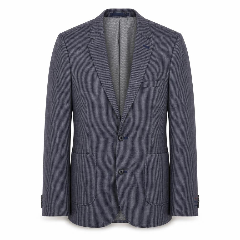 Front view of Burton Menswear Men’s Blue Check Blazer Jacket 36R Regular Fit