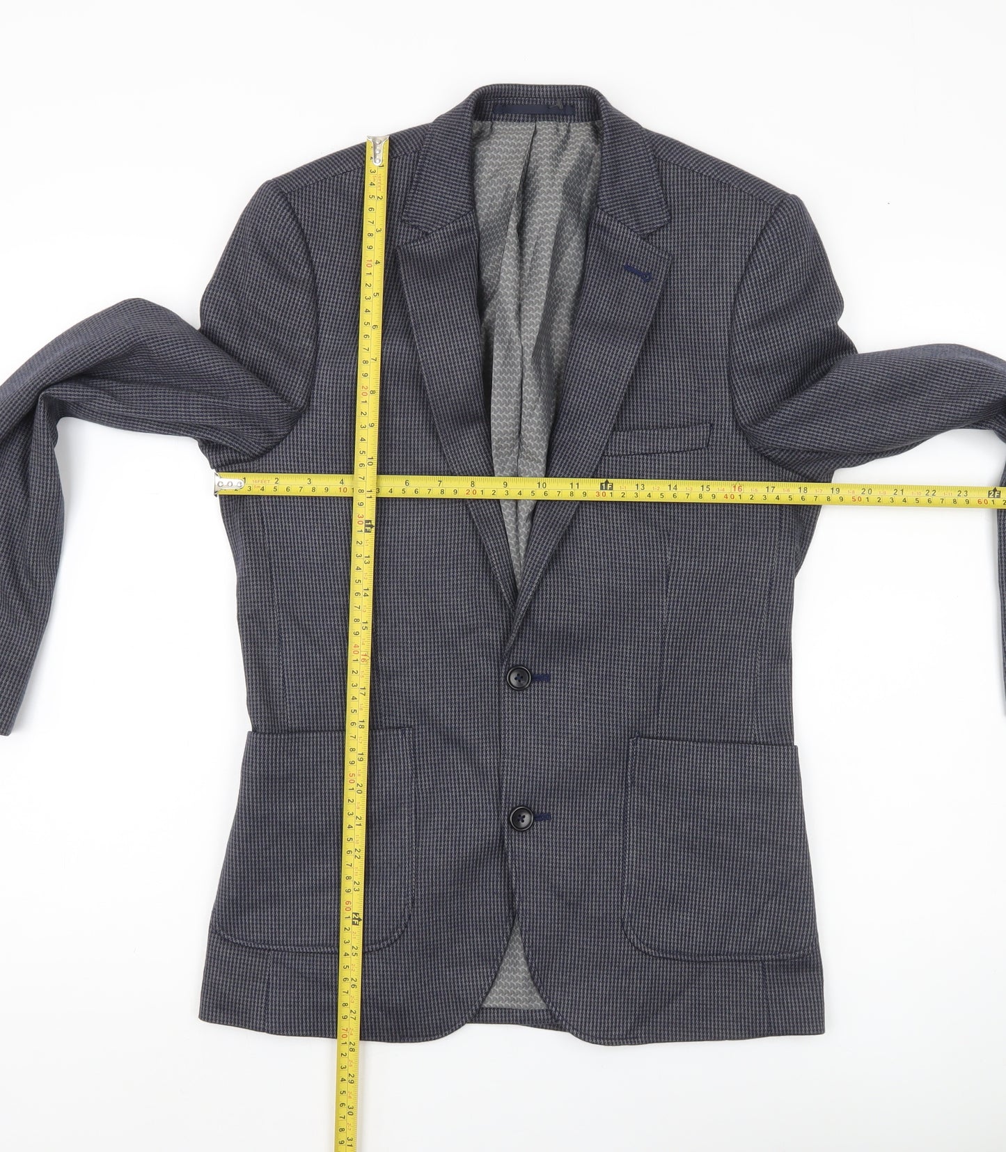 Burton Menswear Men’s Blue Check Blazer Jacket 36R Regular Fit