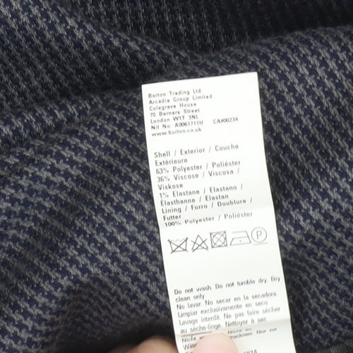 Burton Menswear Men’s Blue Check Blazer Jacket 36R Regular Fit