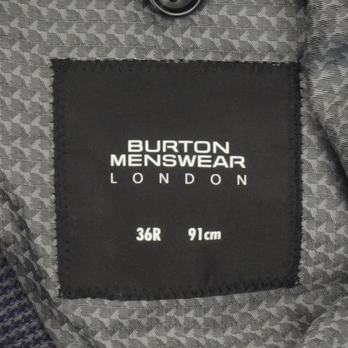 Burton Menswear Men’s Blue Check Blazer Jacket 36R Regular Fit