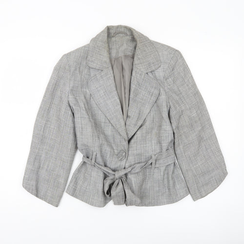 Evie Women’s Grey Belted Blazer Jacket UK 12 Workwear