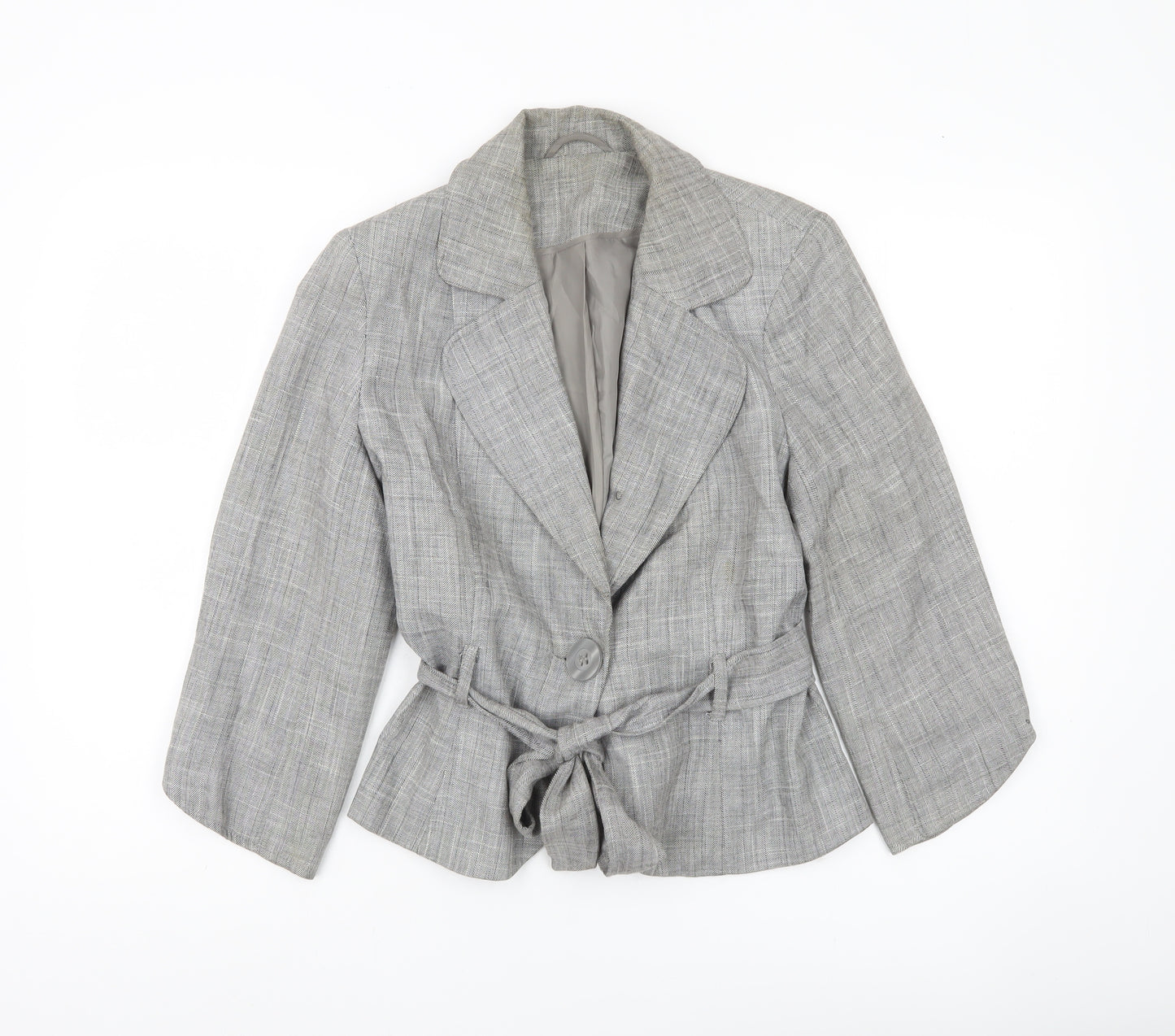 Evie Women’s Grey Belted Blazer Jacket UK 12 Workwear