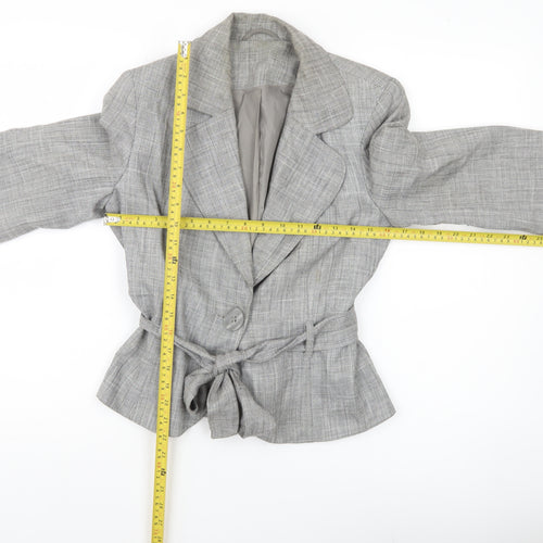 Evie Women’s Grey Belted Blazer Jacket UK 12 Workwear