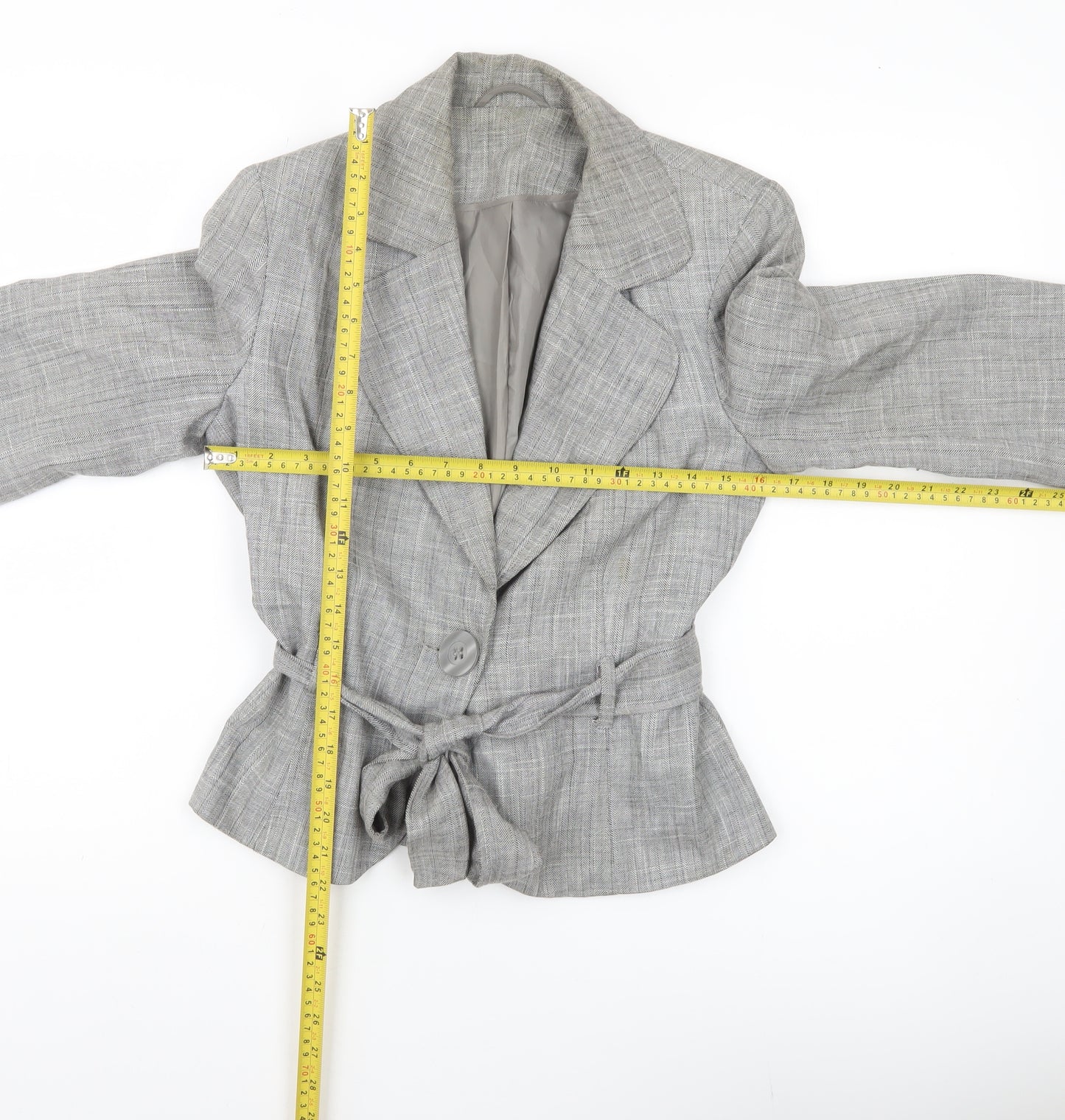 Evie Women’s Grey Belted Blazer Jacket UK 12 Workwear