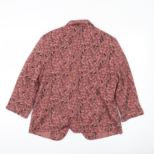 Tu Woman Pink Black Print Blazer Jacket Size 12 Regular Fit