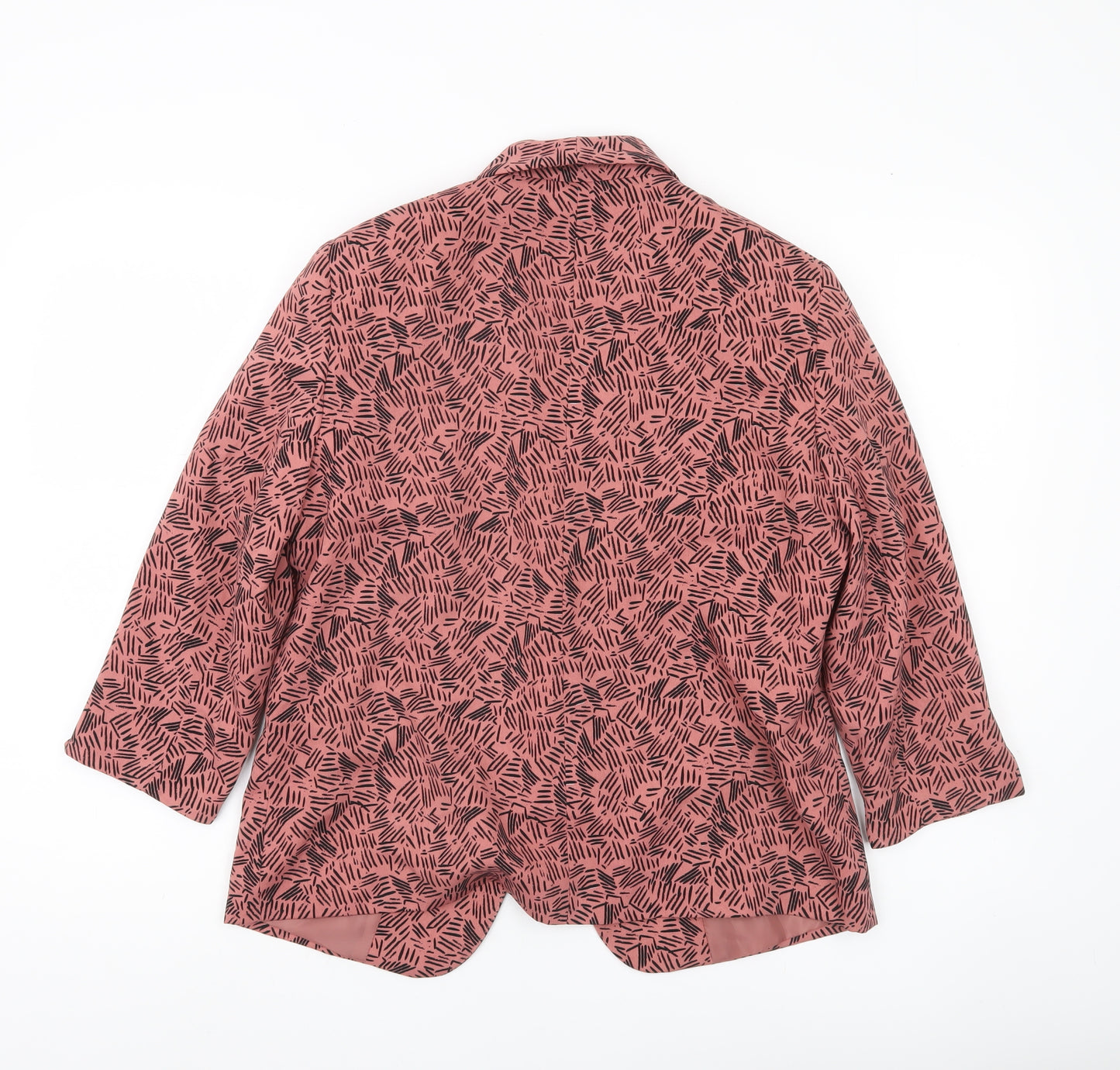 Tu Woman Pink Black Print Blazer Jacket Size 12 Regular Fit