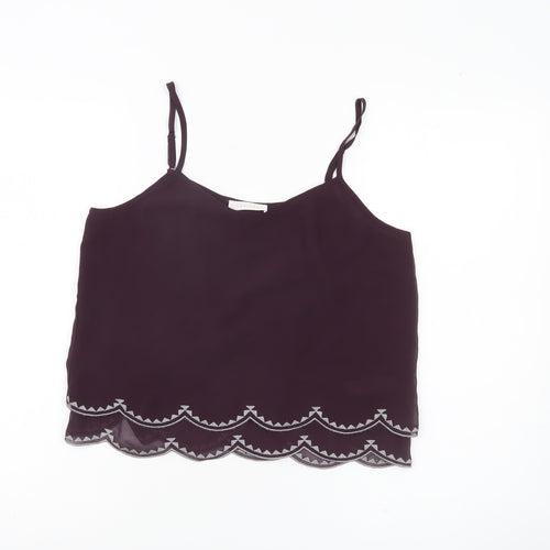 Savida Women Purple Camisole Tank Top Size 10 Polyester Embroidered