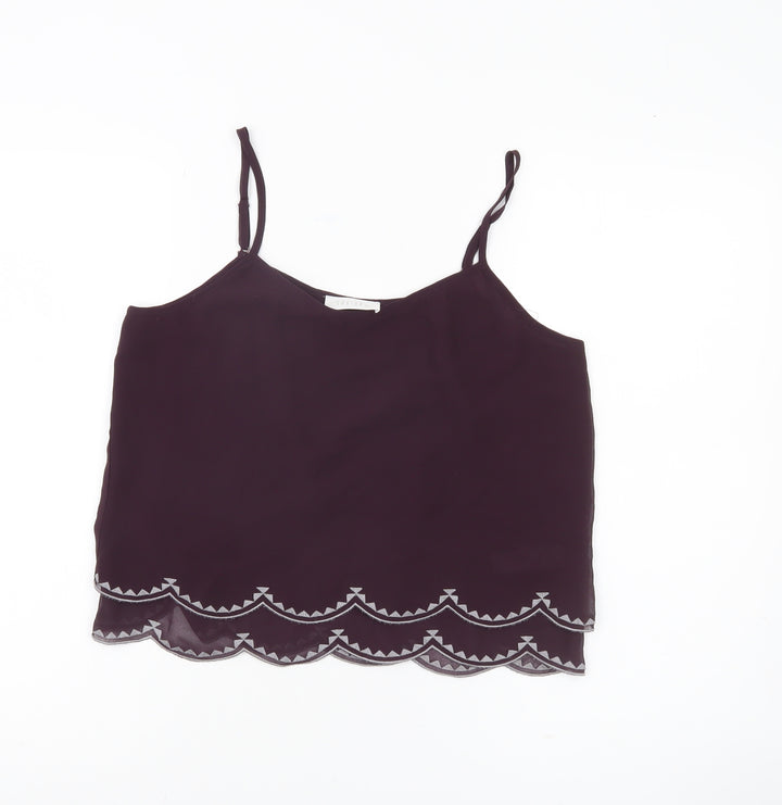 Savida Women Purple Camisole Tank Top Size 10 Polyester Embroidered