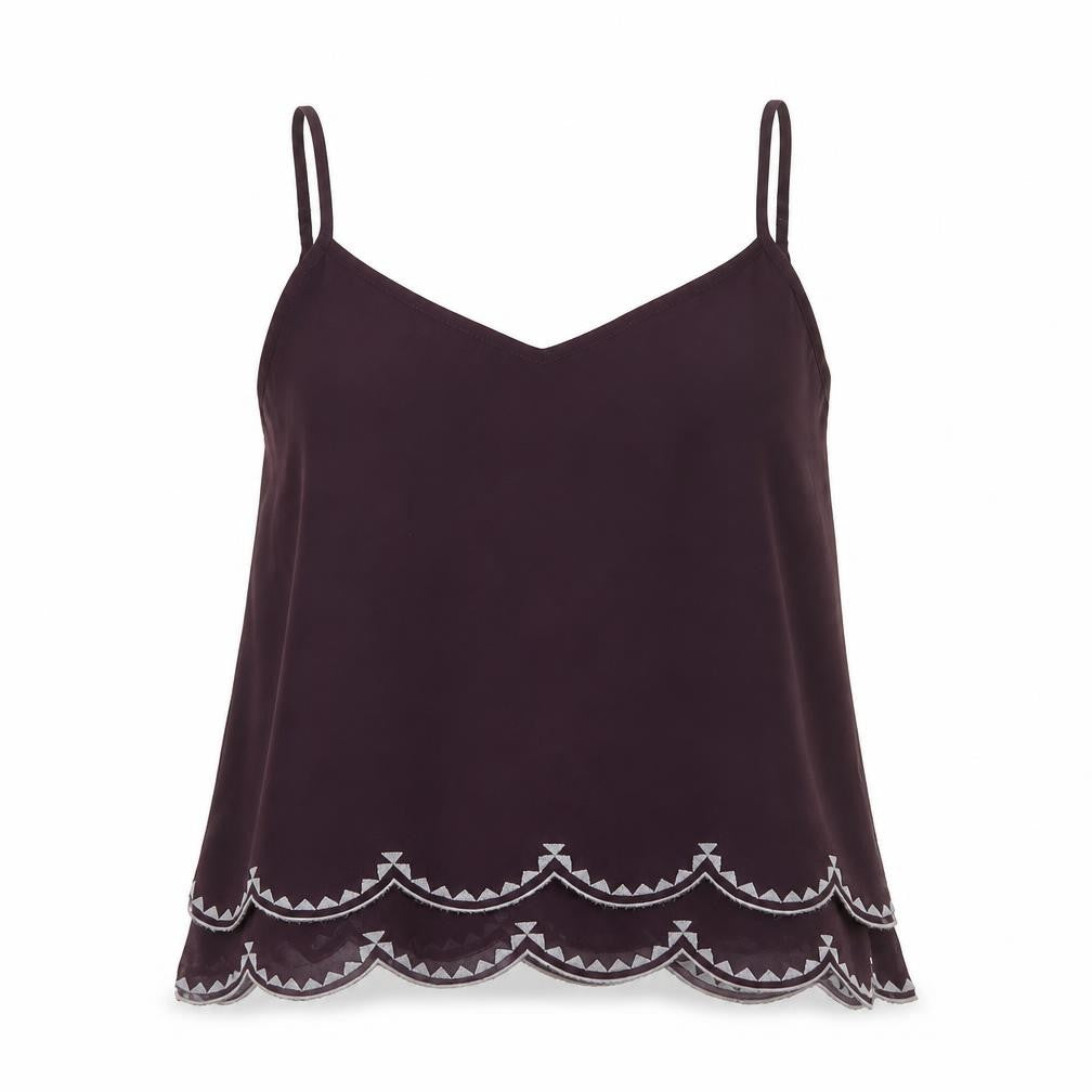 Savida Women Purple Camisole Tank Top Size 10 Polyester Embroidered