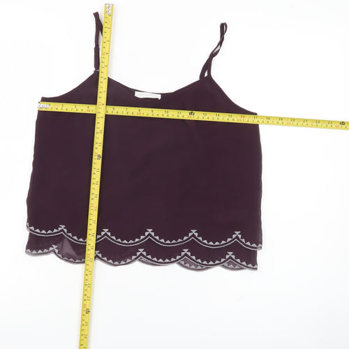 Savida Women Purple Camisole Tank Top Size 10 Polyester Embroidered