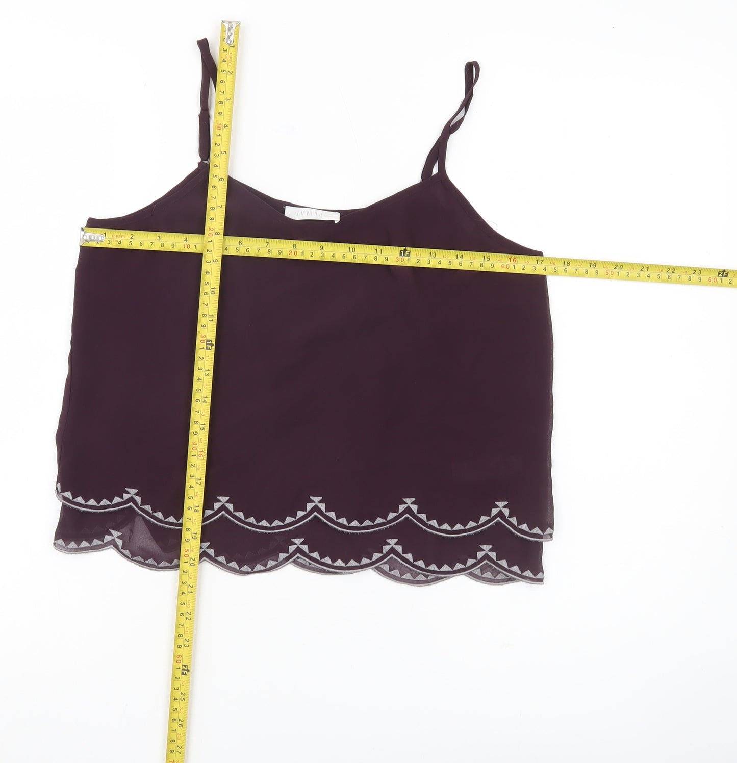 Savida Women Purple Camisole Tank Top Size 10 Polyester Embroidered