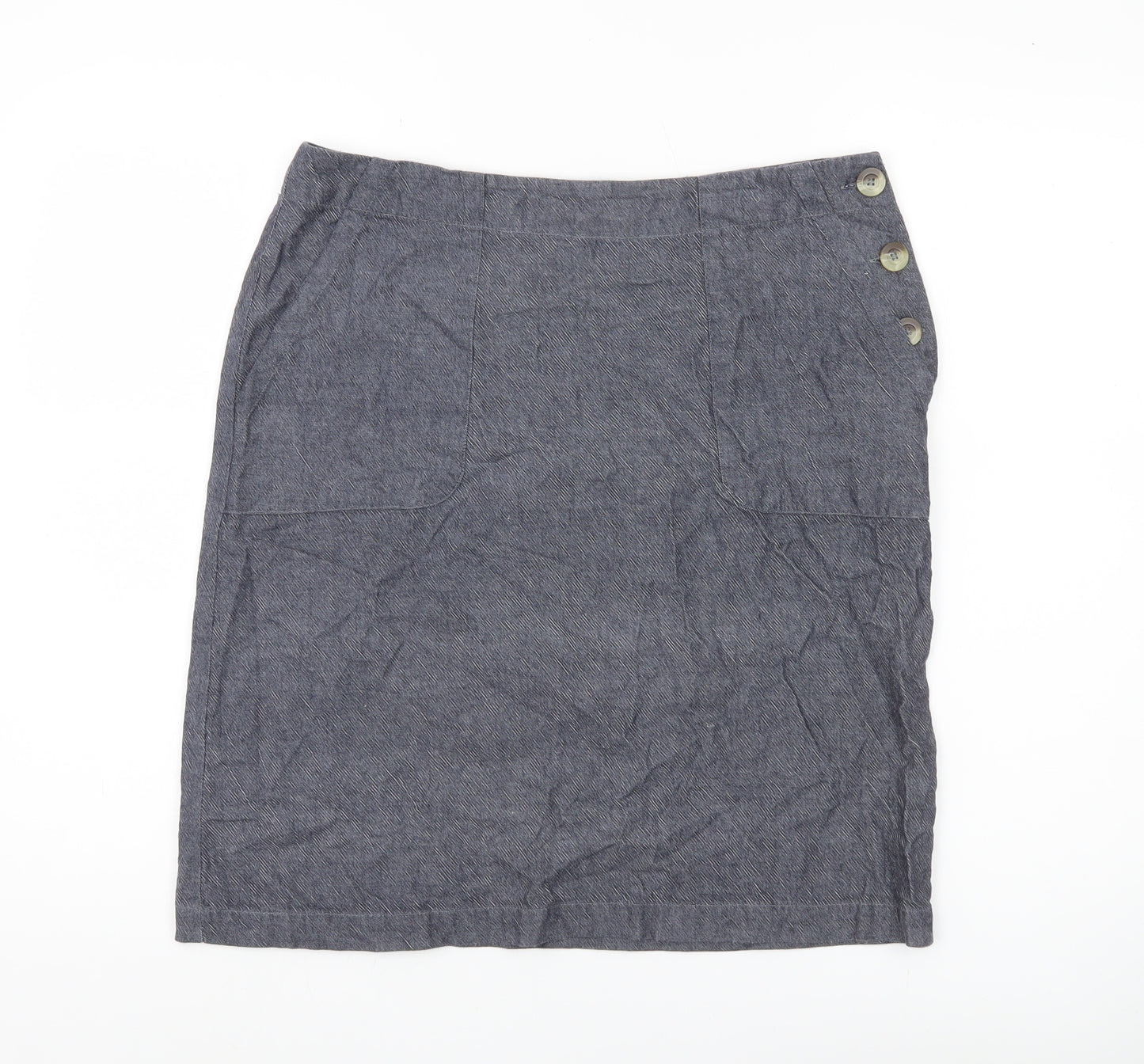 Nomads Women’s Grey Cotton Straight Pencil Skirt Size 12