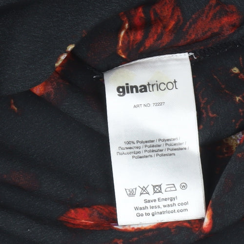 Gina Tricot Womens Black Floral Wrap Blouse Size 12 Long Sleeve