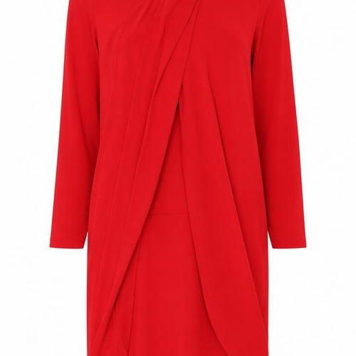 Roman Women's Red Shift Dress Size 14 Knee Length Long Sleeve
