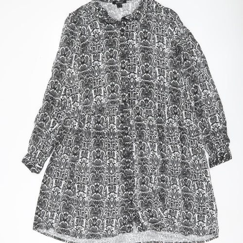 Esmara Women’s Black Snake Print Shirt Dress Size 8 Long Sleeve
