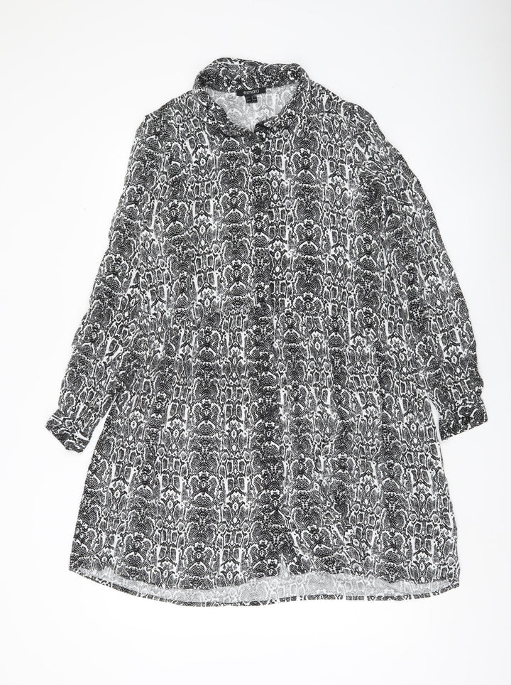 Esmara Women’s Black Snake Print Shirt Dress Size 8 Long Sleeve