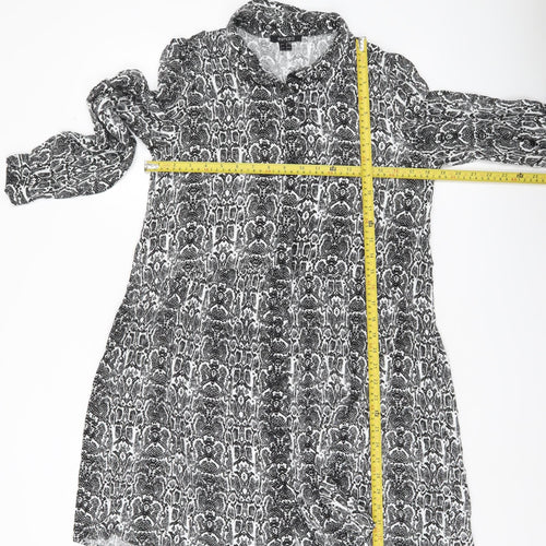 Esmara Women’s Black Snake Print Shirt Dress Size 8 Long Sleeve