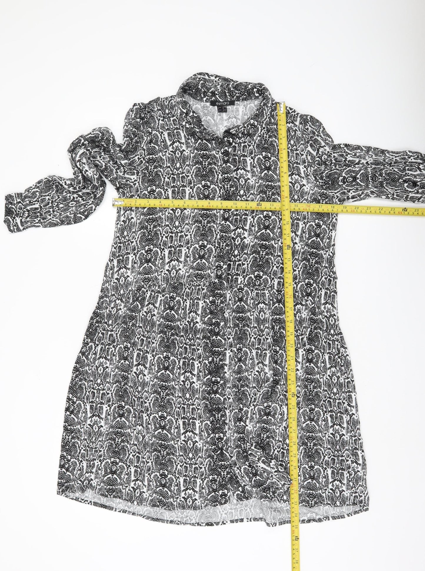 Esmara Women’s Black Snake Print Shirt Dress Size 8 Long Sleeve